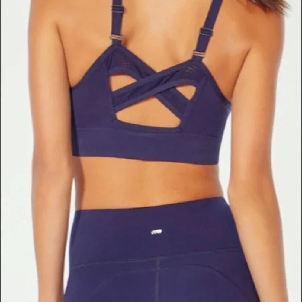 Marika Peacoat Blue Crisscross Back Low Impact Sports Bra Large NWT